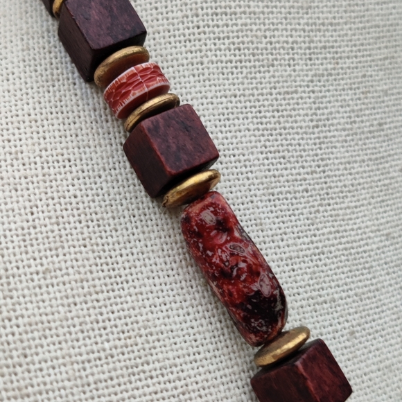 Ancient primitive Mayan clay talisman and stone necklace - Picture 9 of 10